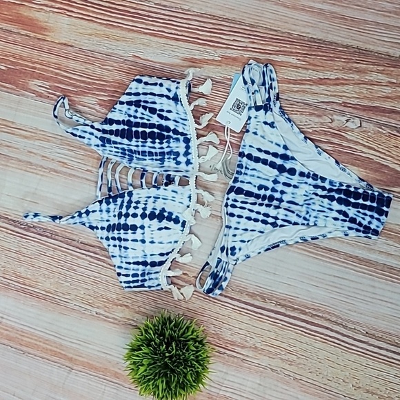 Cupshe Tie Dye Tasseled Bikini NWT - Picture 1 of 11